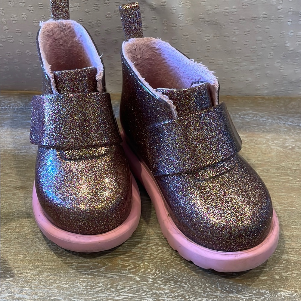 Glittery Kids Boots with Pink Sole